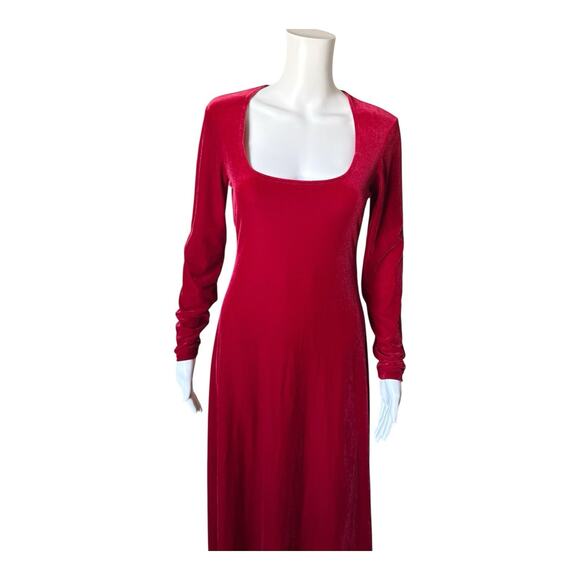 HAIRSTON ROBERSON Womens Petite Size P Red Vintage Velvet Long Sleeve Maxi Dress - Picture 5 of 6